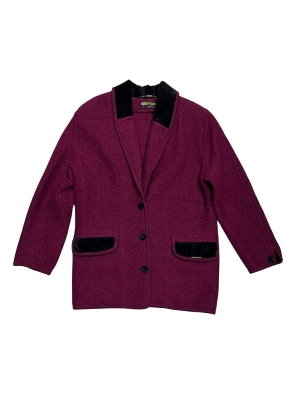 GEIGER Wool Luxury Designer Business Casual Red Winter Coat Womens Medium